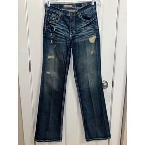 BKE Tyler Denim Jeans Mens 29L Distressed Relaxed Bootcut Dark Wash 35" inseam